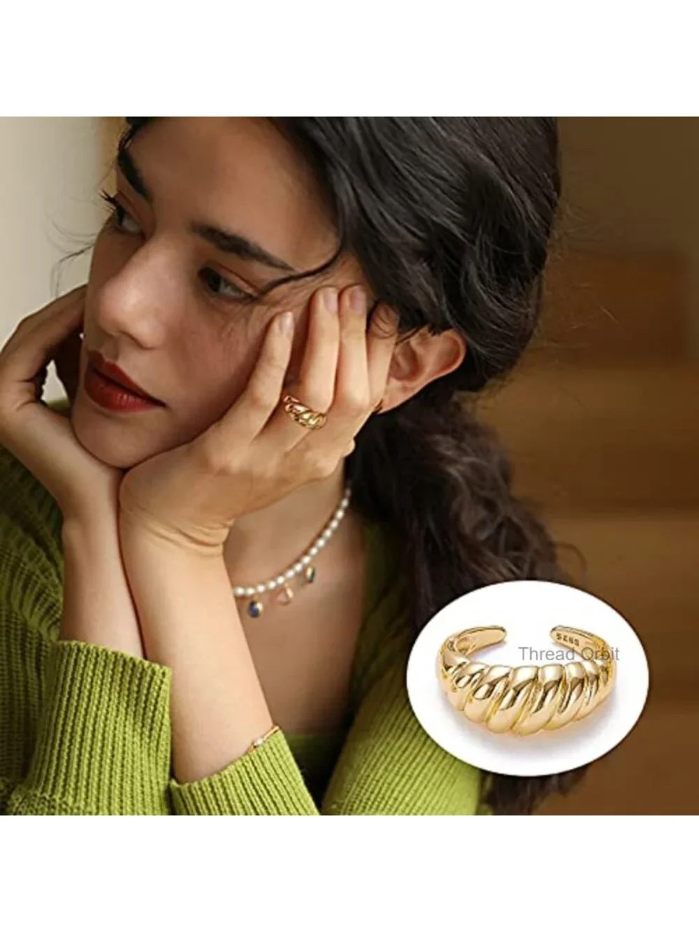 10 Chunky Dome Rings Set 18K Gold Plated Stackable Adjustable